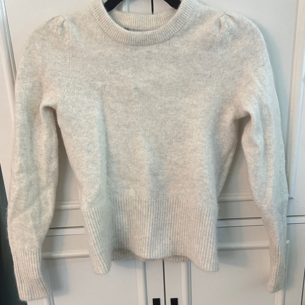 Banana Republic Cream Puff-Sleeve Crewneck Sweater